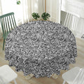 Monochrome Graffiti Hippie Pattern Print Waterproof Round Tablecloth