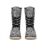 Monochrome Graffiti Hippie Pattern Print Winter Boots