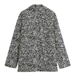 Monochrome Graffiti Hippie Pattern Print Women's Blazer