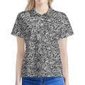 Monochrome Graffiti Hippie Pattern Print Women's Polo Shirt