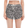 Monochrome Graffiti Hippie Pattern Print Women's Split Running Shorts