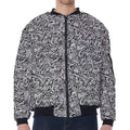 Monochrome Graffiti Hippie Pattern Print Zip Sleeve Bomber Jacket