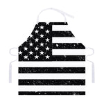 Monochrome Grunge American Flag Print Adjustable Apron
