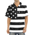 Monochrome Grunge American Flag Print Aloha Shirt