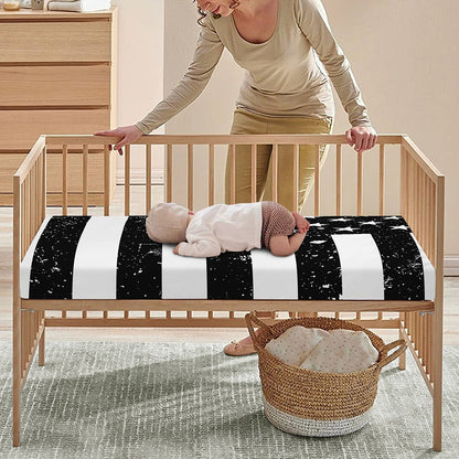 Monochrome Grunge American Flag Print Baby Crib Sheet