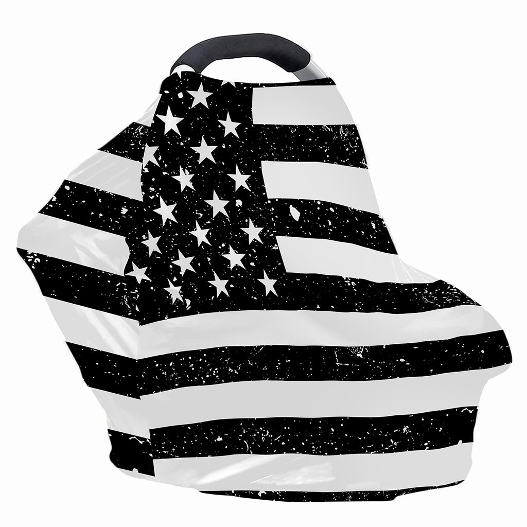 Monochrome Grunge American Flag Print Baby Seat Cover