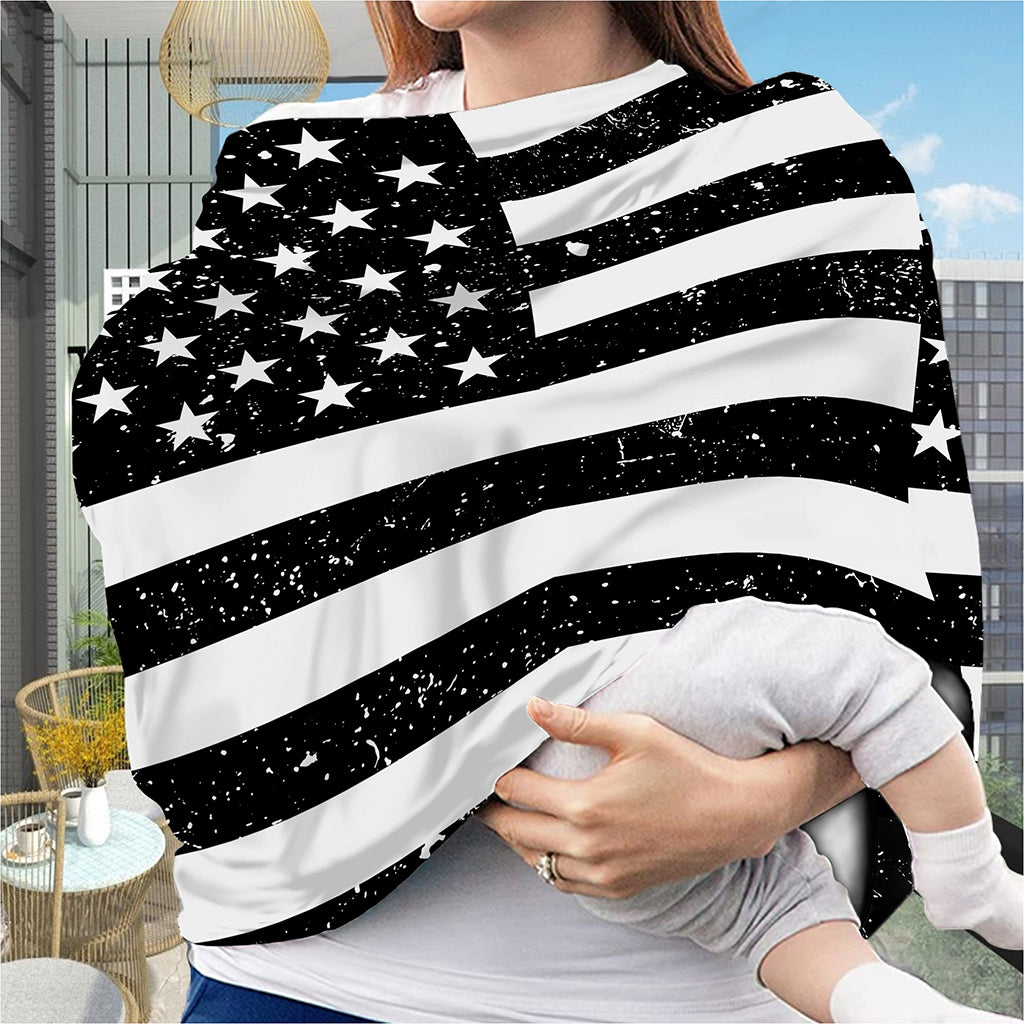 Monochrome Grunge American Flag Print Baby Seat Cover