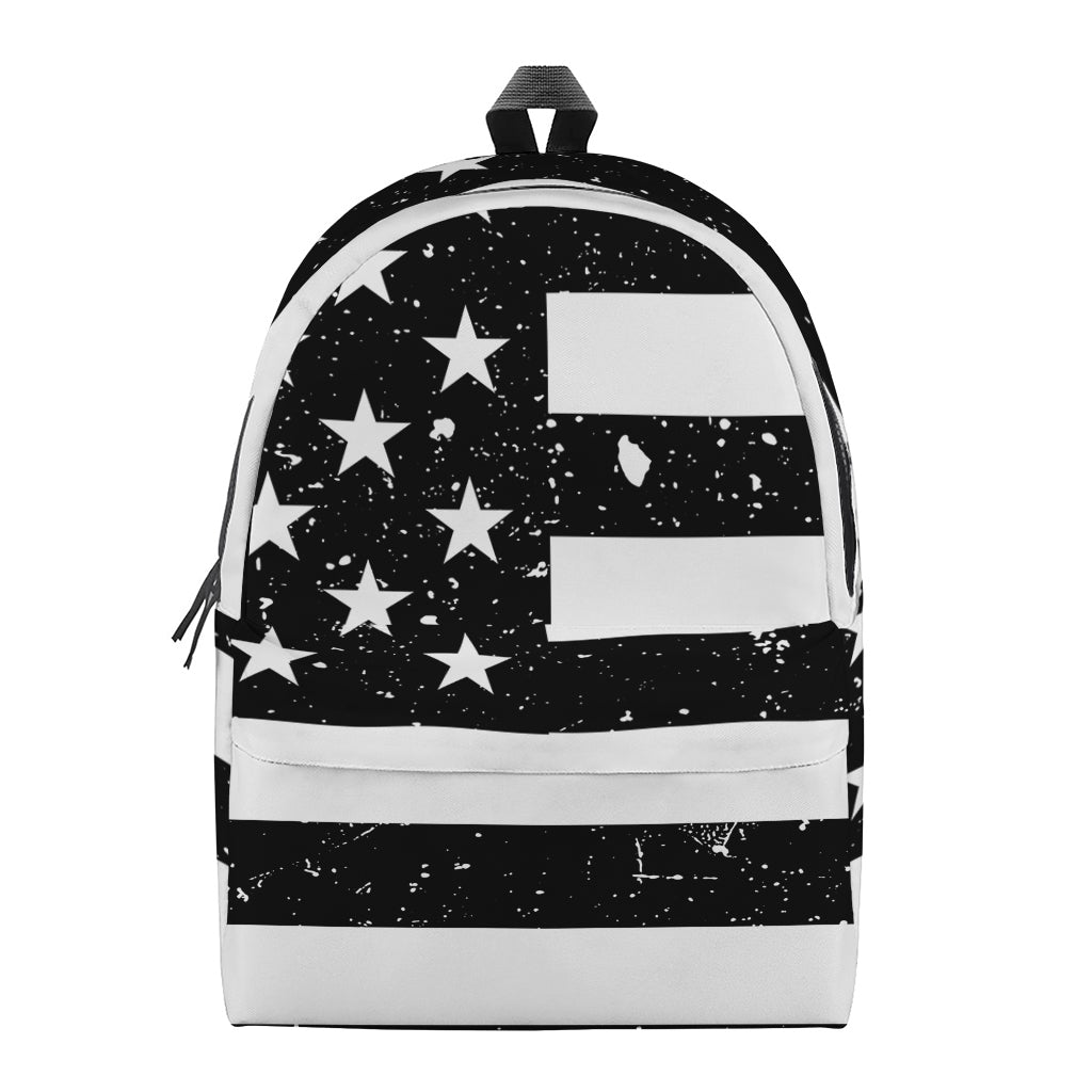Monochrome Grunge American Flag Print Backpack