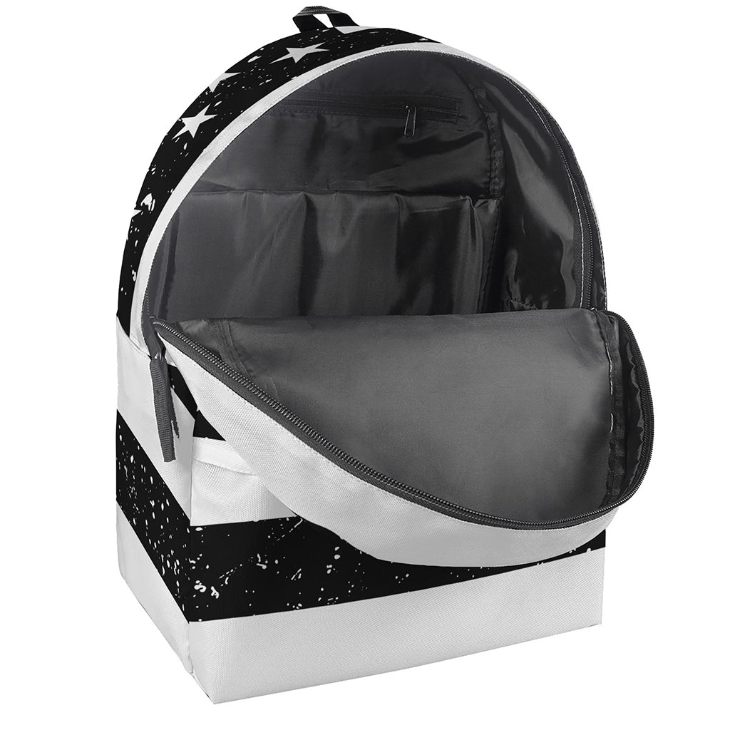Monochrome Grunge American Flag Print Backpack