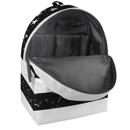 Monochrome Grunge American Flag Print Backpack