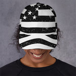 Monochrome Grunge American Flag Print Baseball Cap