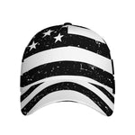 Monochrome Grunge American Flag Print Baseball Cap