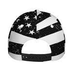 Monochrome Grunge American Flag Print Baseball Cap