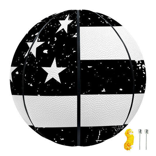 Monochrome Grunge American Flag Print Basketball