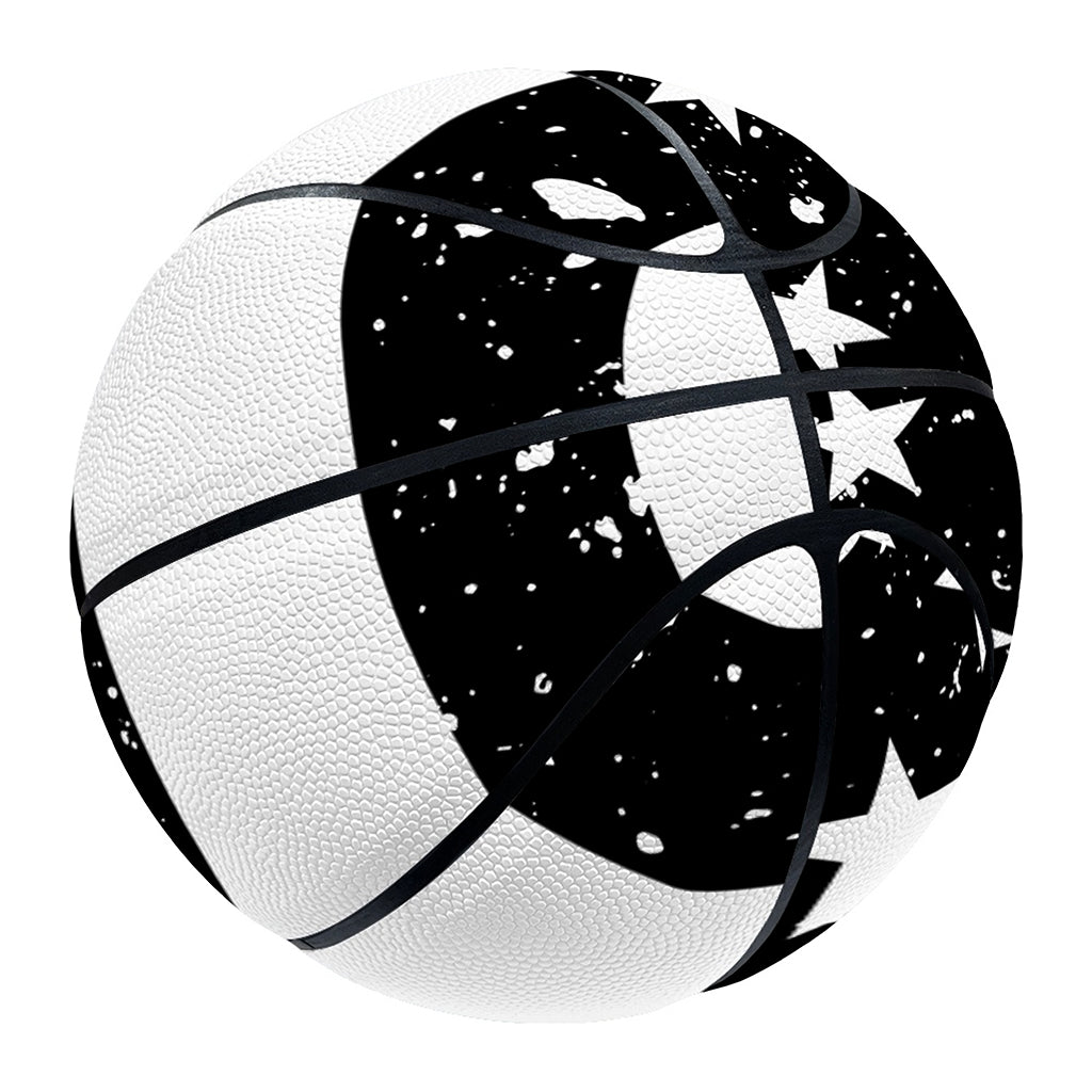 Monochrome Grunge American Flag Print Basketball