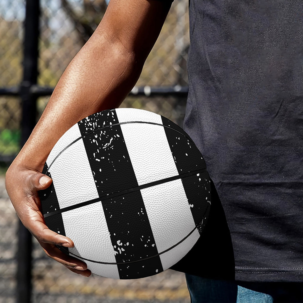 Monochrome Grunge American Flag Print Basketball