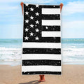 Monochrome Grunge American Flag Print Beach Towel