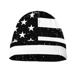 Monochrome Grunge American Flag Print Beanie