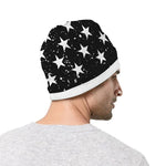 Monochrome Grunge American Flag Print Beanie
