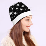 Monochrome Grunge American Flag Print Beanie