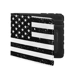 Monochrome Grunge American Flag Print Bifold Wallet