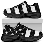 Monochrome Grunge American Flag Print Black Chunky Shoes