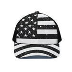 Monochrome Grunge American Flag Print Black Mesh Trucker Cap