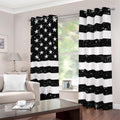 Monochrome Grunge American Flag Print Dimout Grommet Curtains