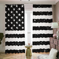 Monochrome Grunge American Flag Print Dimout Pencil Pleat Curtains