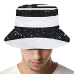 Monochrome Grunge American Flag Print Bucket Hat