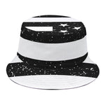 Monochrome Grunge American Flag Print Bucket Hat