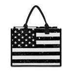 Monochrome Grunge American Flag Print Canvas Tote Bag