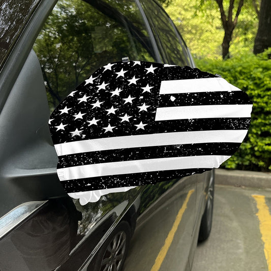 Monochrome Grunge American Flag Print Car Side Mirror Covers