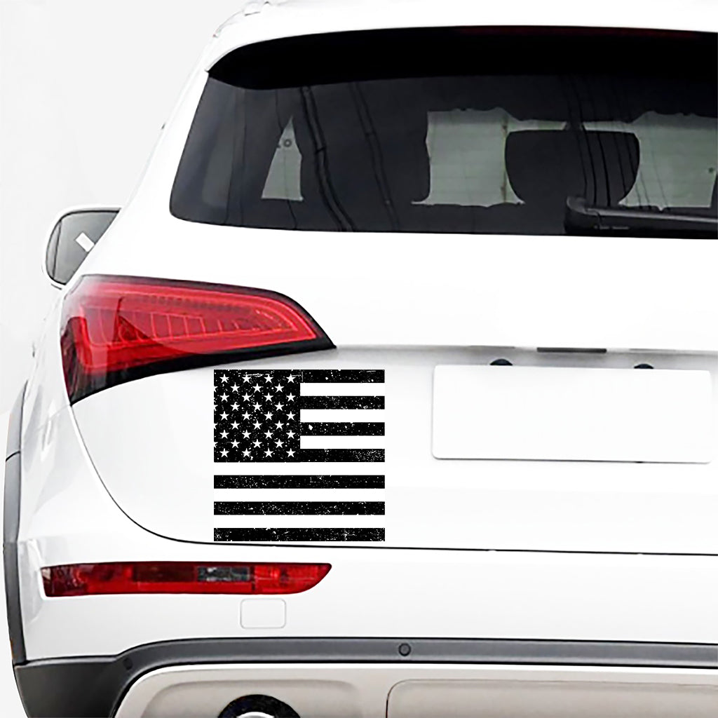 Monochrome Grunge American Flag Print Car Sticker