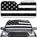 Monochrome Grunge American Flag Print Car Windshield Sun Shade