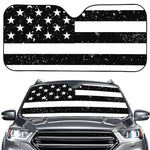 Monochrome Grunge American Flag Print Car Windshield Sun Shade