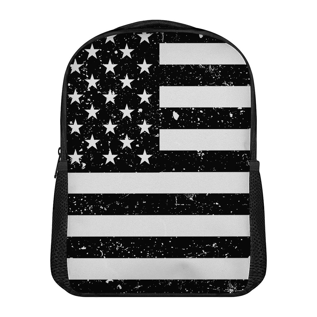 Monochrome Grunge American Flag Print Casual Backpack