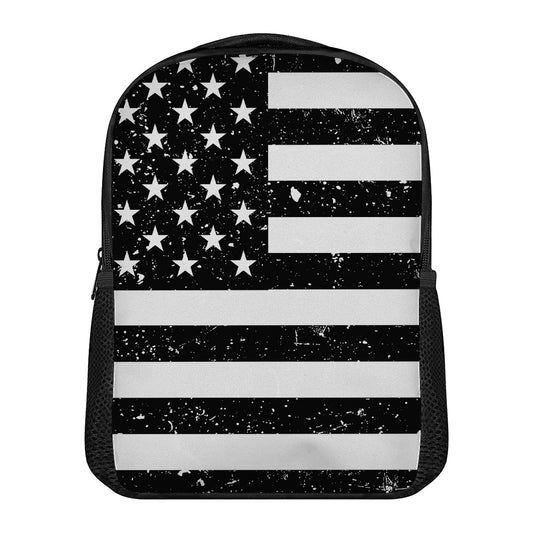 Monochrome Grunge American Flag Print Casual Backpack