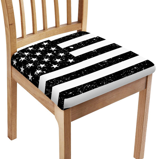 Monochrome Grunge American Flag Print Chair Cushion Cover