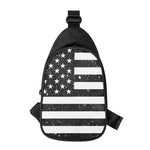 Monochrome Grunge American Flag Print Chest Bag