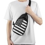 Monochrome Grunge American Flag Print Chest Bag