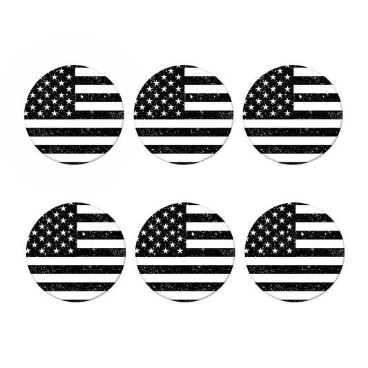 Monochrome Grunge American Flag Print Coaster Set