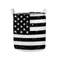 Monochrome Grunge American Flag Print Collapsible Laundry Basket