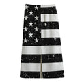 Monochrome Grunge American Flag Print Cotton Front Slit Maxi Skirt