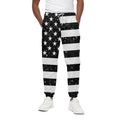 Monochrome Grunge American Flag Print Cotton Sweatpants
