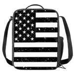 Monochrome Grunge American Flag Print Crossbody Lunch Bag