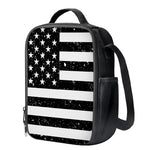 Monochrome Grunge American Flag Print Crossbody Lunch Bag