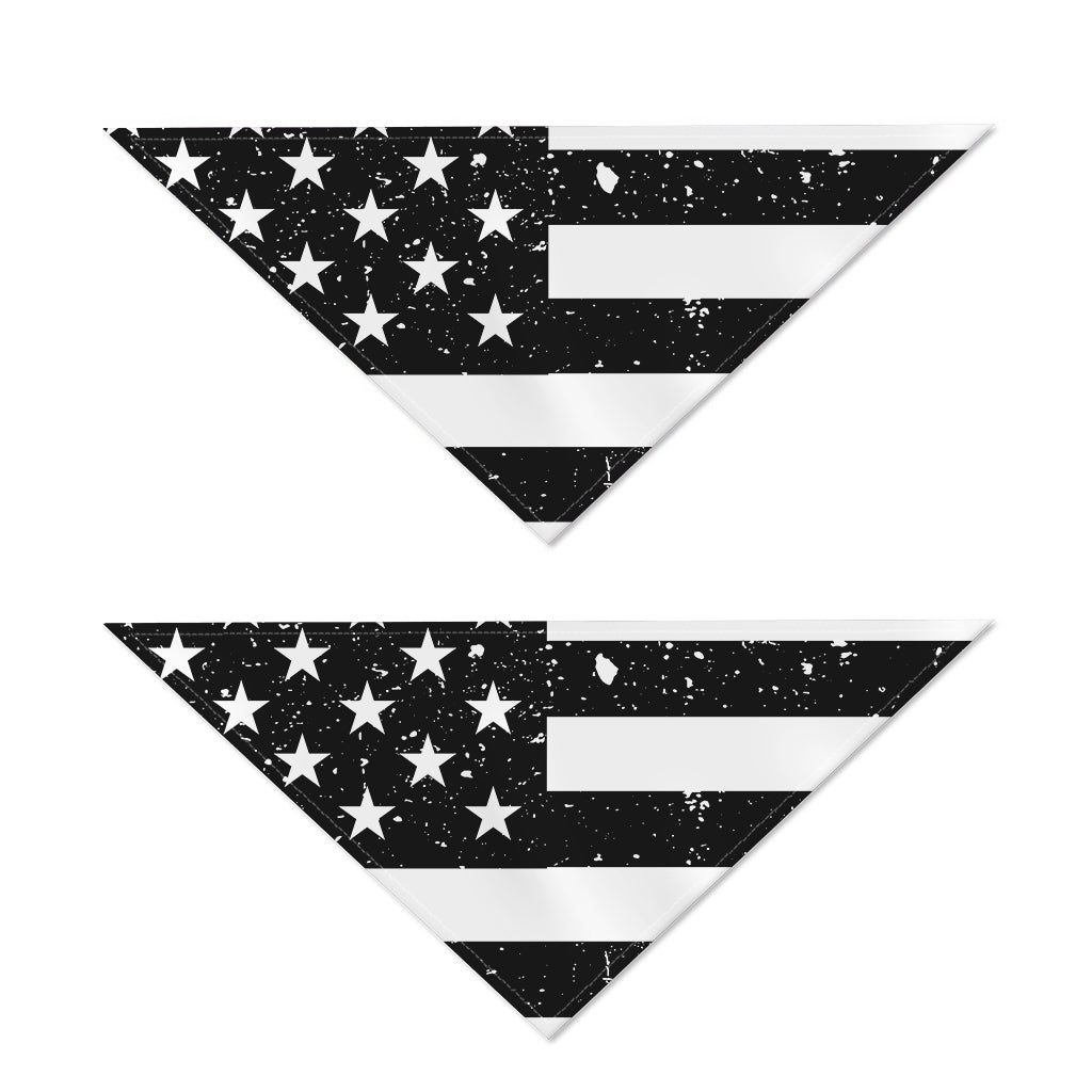 Monochrome Grunge American Flag Print Dog Bandana