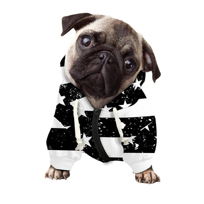 Monochrome Grunge American Flag Print Dog Zip Up Hoodie
