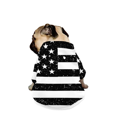Monochrome Grunge American Flag Print Dog Zip Up Jacket